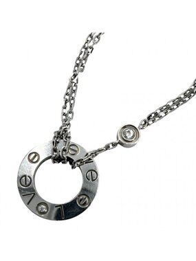 Cartier Necklace Love Circle Pendant Star 18K White Gold Diamond